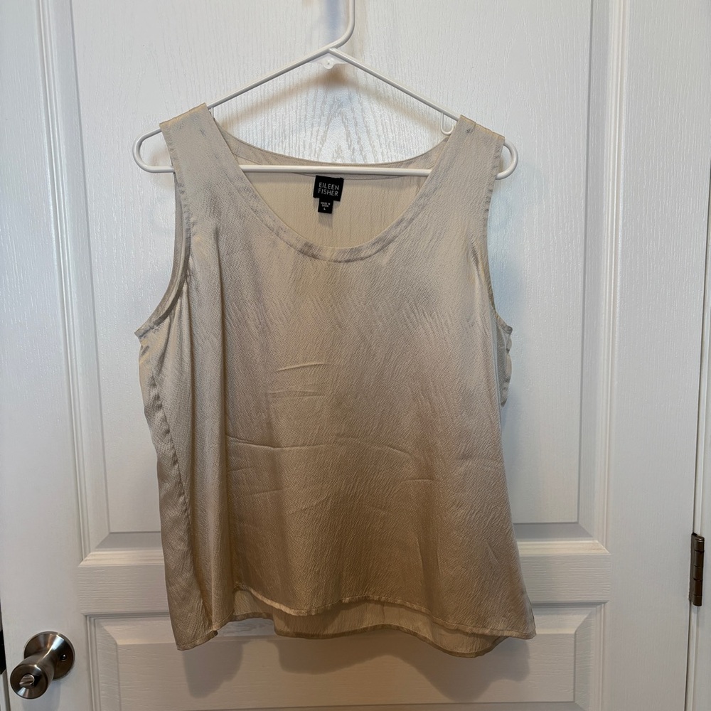 Eileen Fisher 100% Silk Top - Silver
